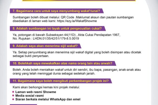Soalan Lazim: Wakaf Tunai Projek Pendidikan Showme x MAIDAM